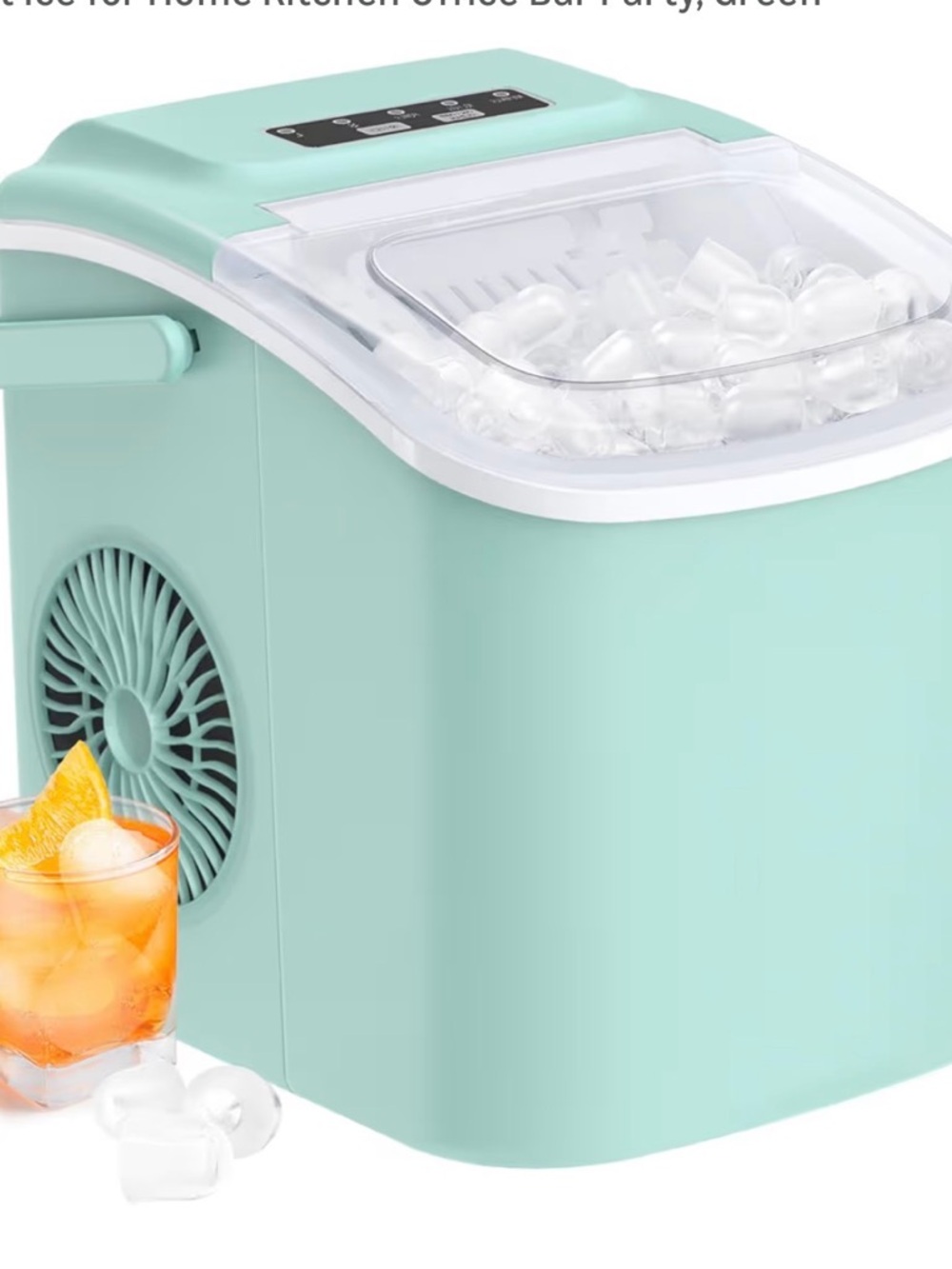 Compact One-Button Ice Maker in Mint Green - Picture 3 of 3